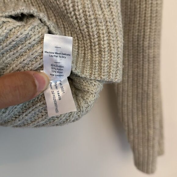 Marine Layer Demi Raglan Sweater Knit Pearl Heather Ombré Size Large - Picture 5 of 6